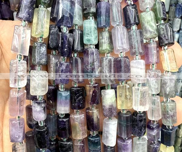 CTB1276 15 inches 6*10mm - 8*12mm faceted tube fluorite beads