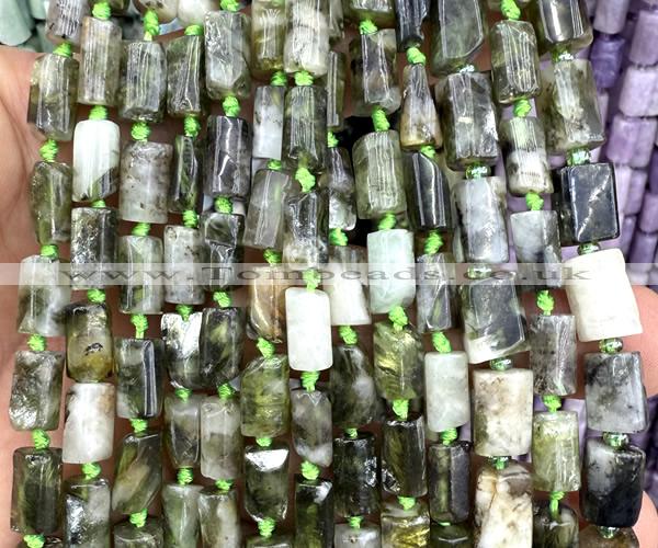 CTB1286 15 inches 6*10mm - 8*12mm faceted tube euchlorite beads