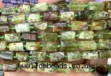 CTB1288 15 inches 6*10mm - 8*12mm faceted tube green garnet beads