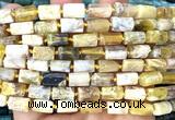 CTB1289 15 inches 6*10mm - 8*12mm faceted tube yellow opal beads