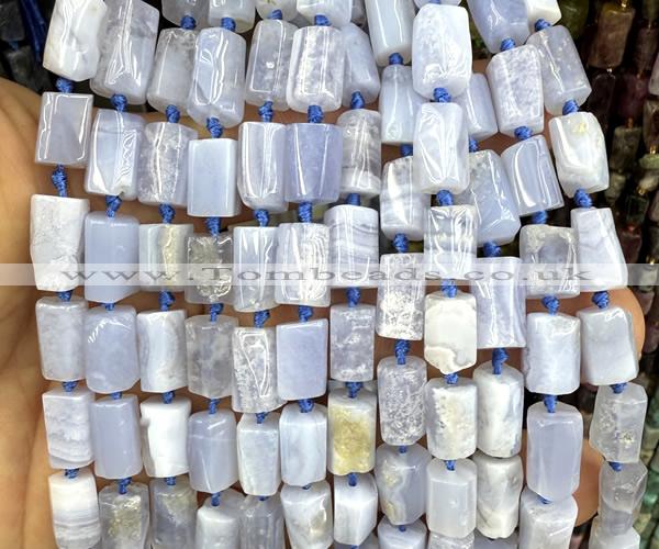 CTB1290 15 inches 6*10mm - 8*12mm faceted tube blue lace agate beads