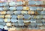 CTB1291 15 inches 6*10mm - 8*12mm faceted tube blue calcite beads
