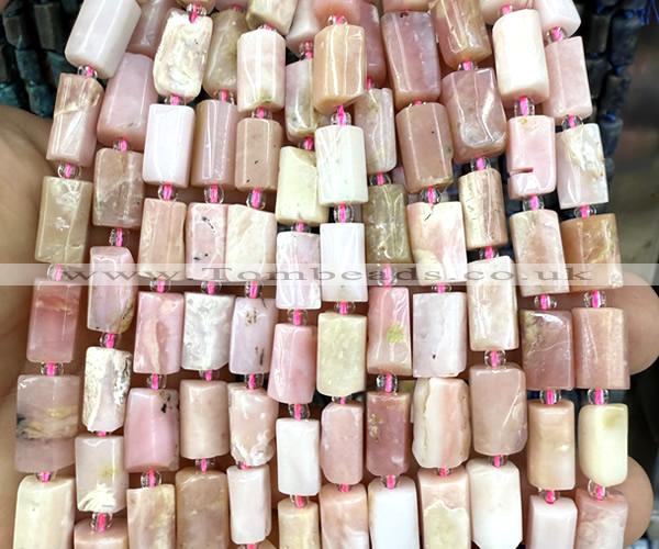 CTB1297 15 inches 6*10mm - 8*12mm faceted tube pink opal beads