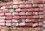 CTB1298 15 inches 6*10mm - 8*10mm faceted tube fowlerite beads