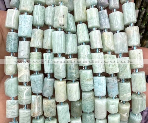 CTB1305 15 inches 6*10mm - 8*12mm faceted tube amazonite beads