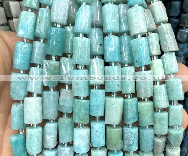 CTB1306 15 inches 6*10mm - 8*12mm faceted tube amazonite beads