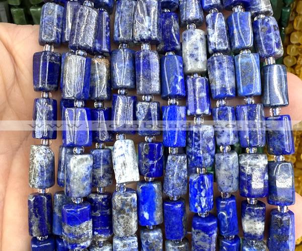 CTB1308 15 inches 6*10mm - 8*12mm faceted tube lapis lazuli beads