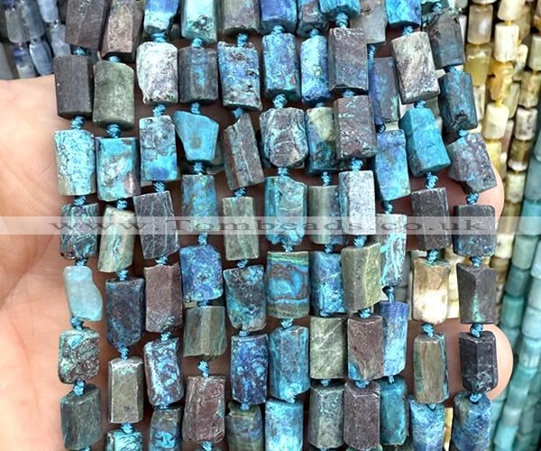 CTB1316 15 inches 6*10mm - 8*12mm faceted tube chrysocolla beads