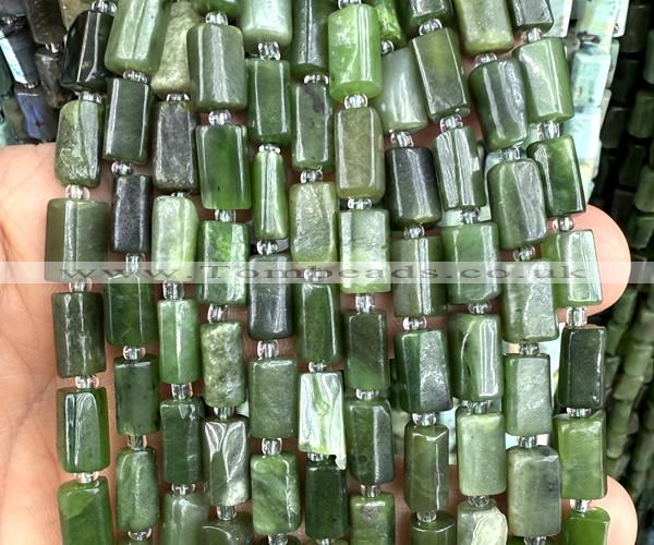 CTB1321 15 inches 6*10mm - 8*12mm faceted tube Canadian jade beads