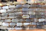 CTB1323 15 inches 6*10mm - 8*12mm faceted tube grey agate beads
