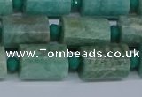 CTB208 15.5 inches 10*15mm faceted tube amazonite beads