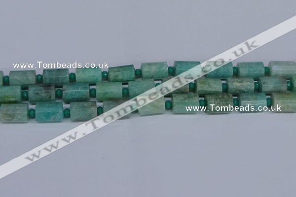 CTB208 15.5 inches 10*15mm faceted tube amazonite beads