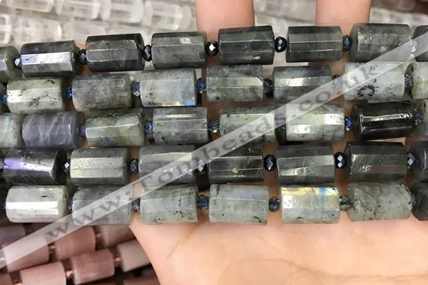 CTB209 15.5 inches 10*15mm faceted tube labradorite beads