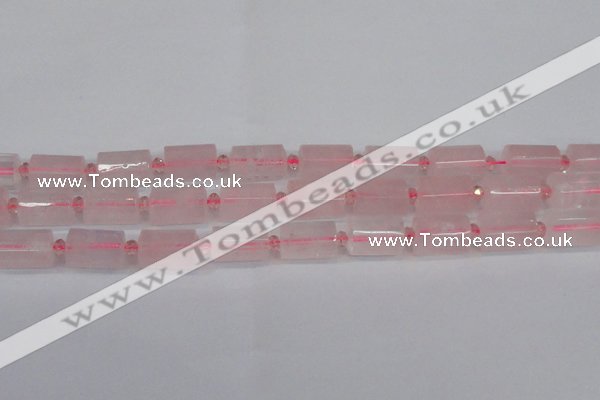 CTB212 15.5 inches 13*18mm faceted tube rose quartz beads