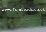 CTB215 15.5 inches 13*18mm faceted tube green rutilated quartz beads