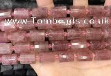 CTB222 15.5 inches 10*14mm faceted tube strawberry quartz beads