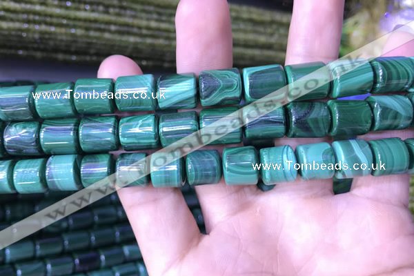 CTB259 15.5 inches 10*10mm - 10*12mm tube natural malachite beads