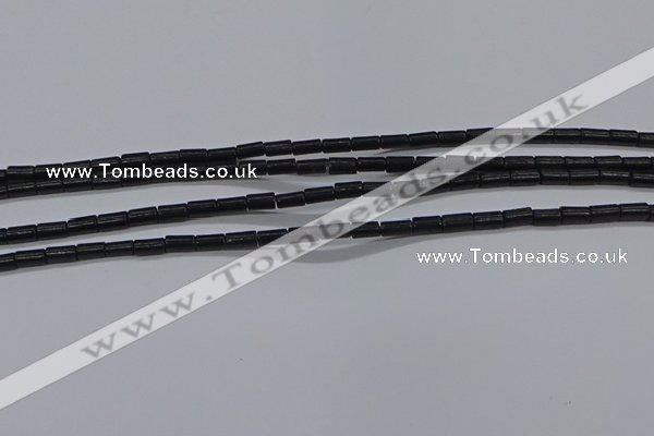 CTB300 15.5 inches 3*6mm tube black stone beads wholesale