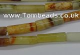 CTB324 15.5 inches 4*13mm tube flower jade beads wholesale