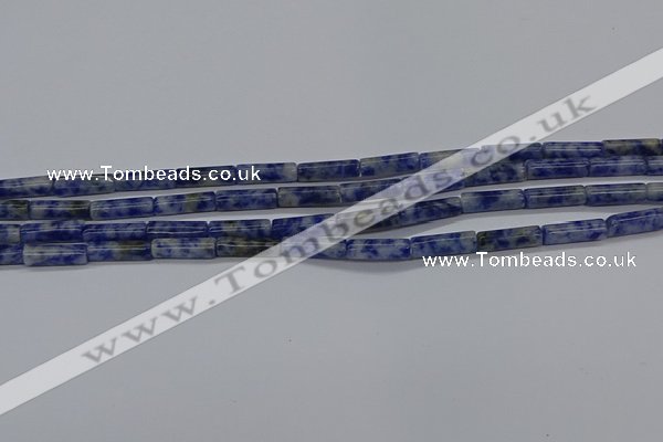 CTB355 15.5 inches 4*13mm tube blue spot stone beads wholesale