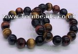 CTB39 7.5 inches 14mm round colorful tiger eye beaded bracelets
