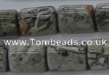 CTB525 15.5 inches 10*13mm triangle grey picture jasper beads wholesale