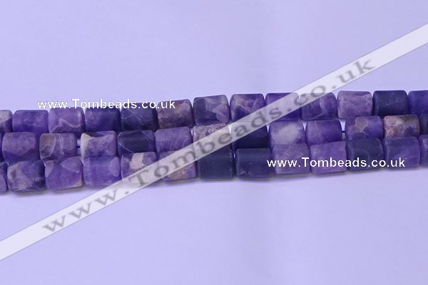 CTB563 15.5 inches 10*13mm triangle matte dogtooth amethyst beads