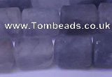 CTB565 15.5 inches 10*13mm triangle matte cloudy quartz beads