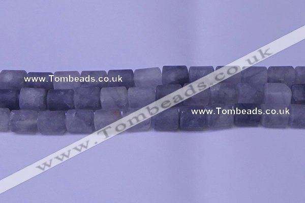 CTB565 15.5 inches 10*13mm triangle matte cloudy quartz beads