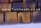 CTB574 15.5 inches 10*13mm triangle matte yellow tiger eye beads