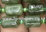 CTB605 15.5 inches 7*11mm tube green strawberry quartz beads wholesale