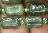 CTB605 15.5 inches 7*11mm tube green strawberry quartz beads wholesale