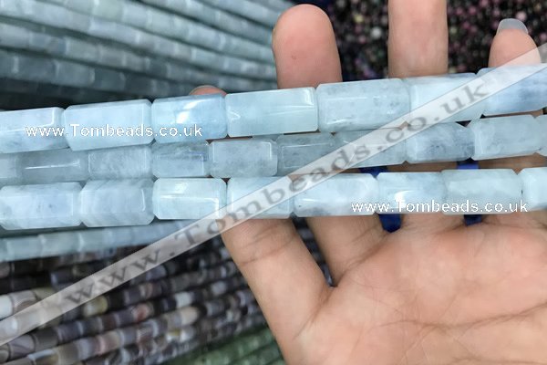 CTB611 15.5 inches 8*12mm - 10*17mm faceted tube aquamarine beads