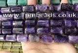 CTB618 15.5 inches 11*16mm - 12*18mm faceted tube amethyst beads