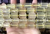 CTB619 15.5 inches 11*16mm - 12*18mm faceted tube lemon quartz beads