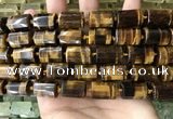 CTB624 15.5 inches 11*16mm - 12*18mm faceted tube yellow tiger eye beads