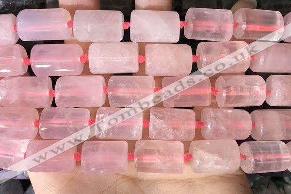 CTB650 15.5 inches 12*16mm faceted tube rose quartz beads