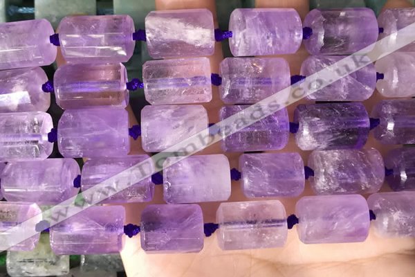 CTB651 15.5 inches 12*16mm faceted tube amethyst beads