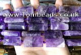 CTB671 14*27mm - 15*28mm faceted flat tube amethyst beads