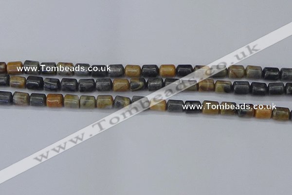 CTB712 15.5 inches 6*8mm tube black picasso jasper beads wholesale