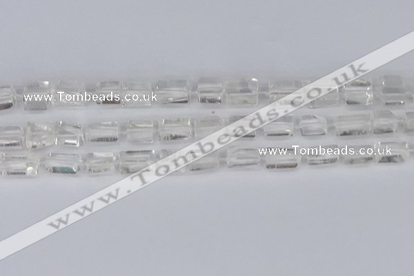 CTB730 15.5 inches 6*10mm - 8*12mm faceted tube white crystal beads