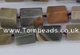 CTB737 15.5 inches 6*10mm - 8*12mm faceted tube polychrome jasper beads