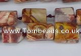 CTB741 15.5 inches 6*10mm - 8*12mm faceted tube birdeye rhyolite beads