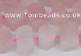 CTB751 15.5 inches 6*10mm - 8*12mm faceted tube rose quartz beads