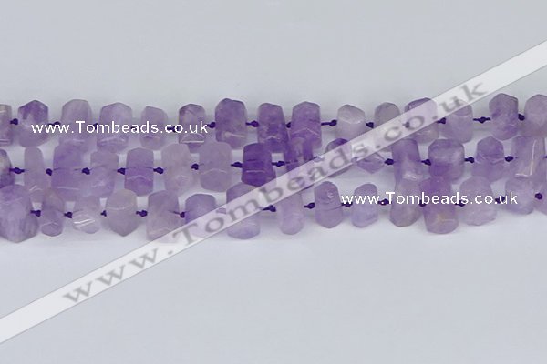 CTB752 15.5 inches 6*10mm - 8*12mm faceted tube lavender amethyst beads