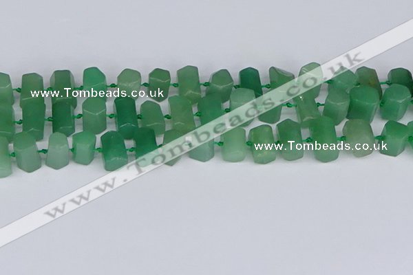 CTB756 15.5 inches 6*10mm - 8*12mm faceted tube green aventurine beads