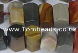 CTB762 6*10mm - 8*12mm faceted tube polychrome jasper beads