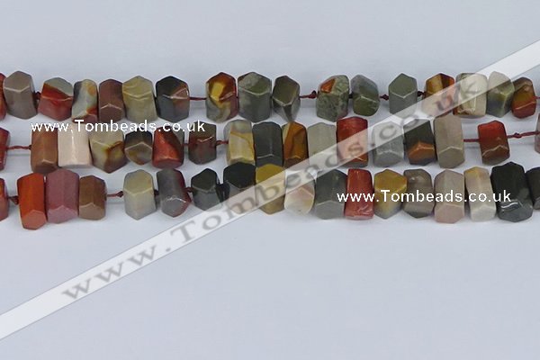 CTB762 6*10mm - 8*12mm faceted tube polychrome jasper beads