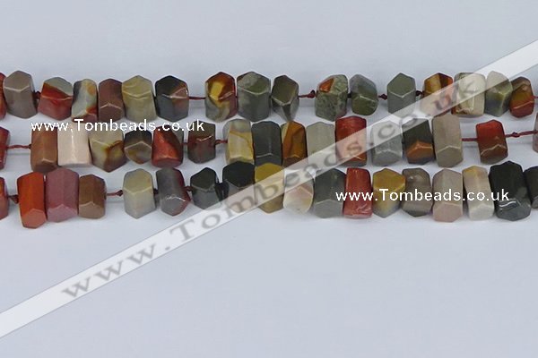 CTB762 6*10mm - 8*12mm faceted tube polychrome jasper beads