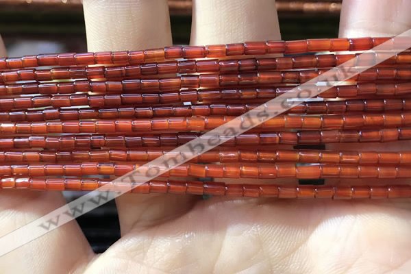 CTB820 15.5 inches 2*4mm tube red agate beads wholesale